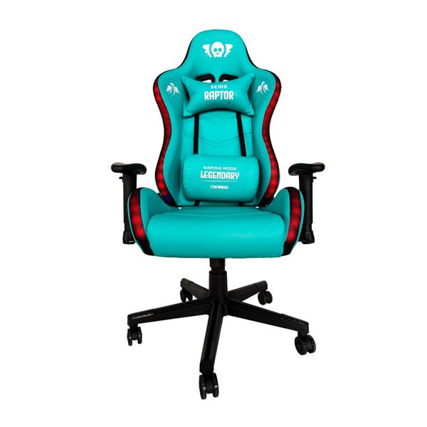 Cromad Serie Raptor Legendary Silla Gaming - Altura Regulable Con Piston De Gas Clase 2 - Reclinable Hasta 180º - Cojines Lumbar Y Cervical - Ruedas De Nailon De 60Mm - Iluminación Rgb - Color Verde