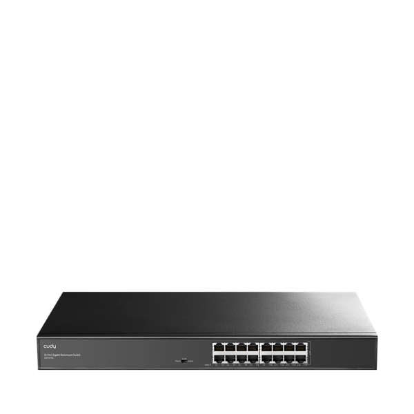 Cudy Switch Gigabit De 16 Puertos - Carcasa De Metal Para Montaje En Rack - Ahorro De Energia - Plug And Play - Kit De Montaje En Rack Incluido - Color Negro