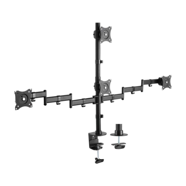 Aisens Soporte De Mesa Eco Giratorio E Inclinable Para 4 Monitores 10Kg (4 Pivotes - 2 Brazos) De 13-27