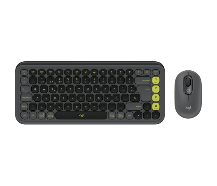 Logitech Pop Icon Combo Pack Inalambrico Teclado Multimedia + Raton - Bluetooth - Autonomia Teclado 36 Meses - Raton 24 Meses - Color Grafito Y Verde