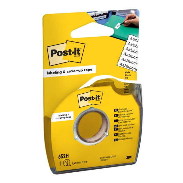 Post-It Rollo De Cinta Adhesiva Para Escribir - 8.42Mm X 17.7M - Con Dispensador - Color Blanco