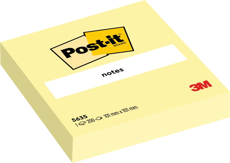 Post-It Bloc De 200 Notas Adhesivas Reposicionables - Forma Cuadrada - 101X101Mm - Color Amarillo Claro