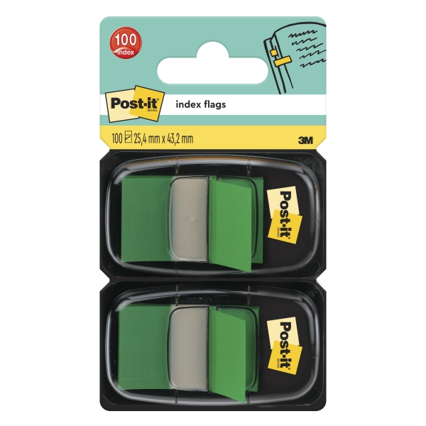 Post-It Index Pack De 2 Dispensadores Con 50 Marcadores De Indice Reposicionables - Forma Rectangular - Color Verde