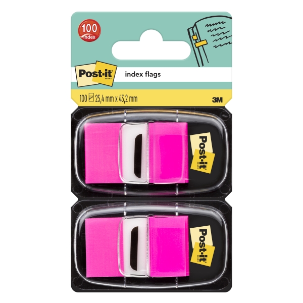 Post-It Index Pack De 2 Dispensadores Con 50 Marcadores Reposicionables - 25.4X43.2Mm - Color Rosa