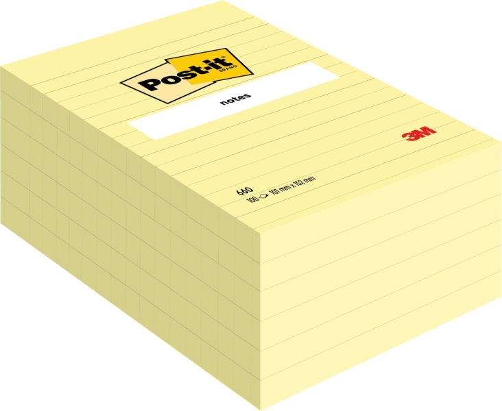 Post-It Pack De 6 Blocs De 100 Notas Adhesivas Reposicionables - Forma Rectangular - 101X152Mm - Color Amarillo Claro