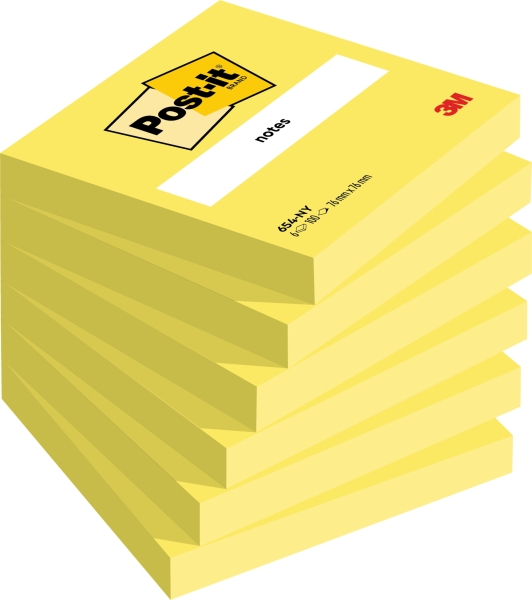 Post-It Pack De 6 Blocs De 100 Notas Adhesivas Reposicionables - Forma Cuadrada - 76X76Mm - Color Amarillo Claro