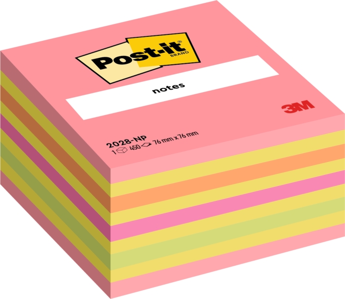 Post-It Cubo De 450 Notas Adhesivas Reposicionables - Forma Cuadrada - 76X76Mm - Colores Surtidos