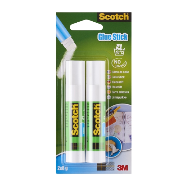Scotch Pack De 2 Pegamentos En Barra Adhesivo Solido - 8Gr Por Unidad - Color Transparente