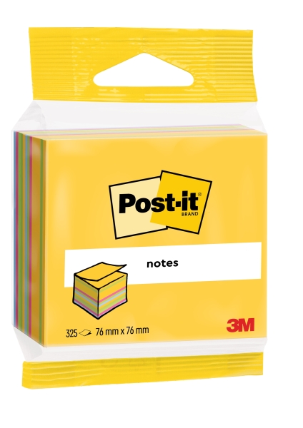Post-It Cubo De 325 Notas Adhesivas Reposicionables - Forma Cuadrada - Colores Surtidos