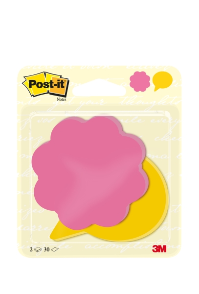 Post-It Pack De 2 Blocs De 30 Notas Forma Troquelada Flor - 72.5X72.5Mm - 100% Pefc - Colores Surtidos