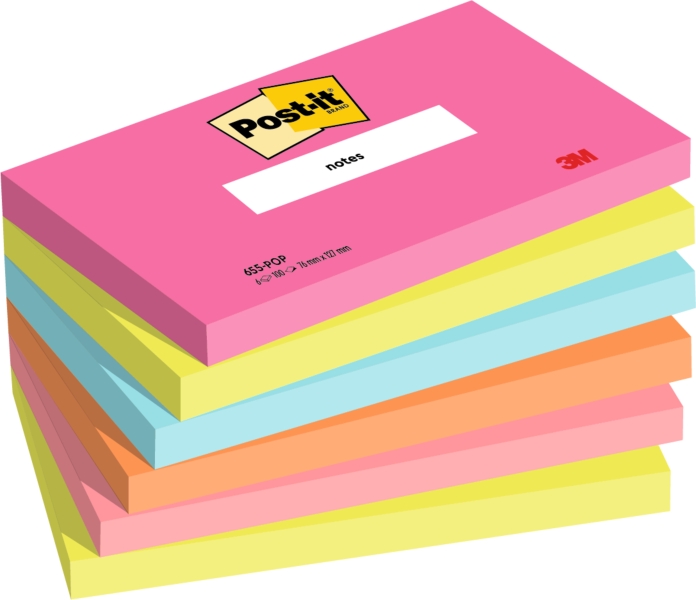 Post-It Pack De 6 Blocs De 100 Notas Adhesivas Reposicionables - Forma Rectangular - 127X76Mm - Colores Surtidos