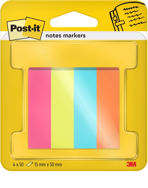Post-It Pack De 4 Blocs De 50 Marcadores Reposicionables - Forma Rectangular - Colores Surtidos