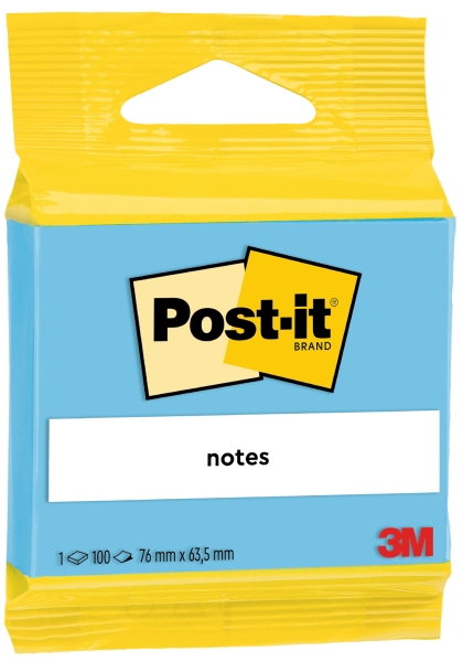 Post-It Bloc De 100 Notas Adhesivas Reposicionables - Forma Rectangular - 63.5X76Mm - Color Azul