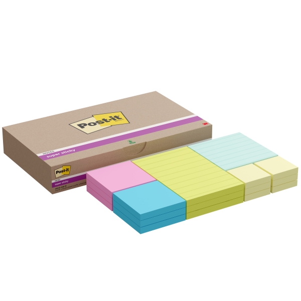 Post-It Super Sticky Pack De 18 Blocs De 90 Notas Adhesivas Reposicionables - Colores Surtidos