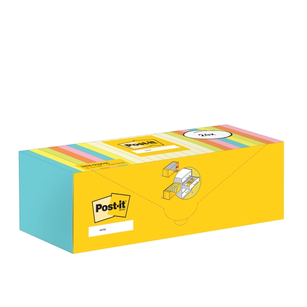 Post-It Pack De 24 Blocs De 100 Notas Adhesivas Reposicionables - 76X76Mm - 100% Pefc - Colores Surtidos