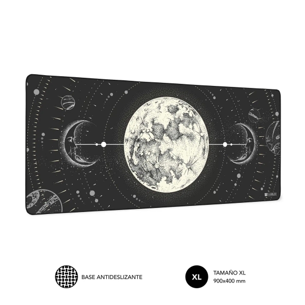 Subblim Alfombrilla De Escritorio Lunar - Tamaño 900X400X3Mm - Espacio Para Raton Y Teclado - Resistente Al Agua - Base Antideslizante - Diseño Elegante