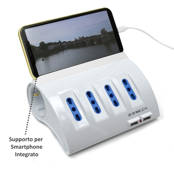 Ewent Regleta Con 6 Tomas - 4 Tomas L + 2 Toma L/F (Schuko) - 2X Usb-A - Proteccion Infantil - Enchufe Italiano Plano En Angulo - Proteccion Contra Sobretensiones - Cable De 1.5M - Color Blanco