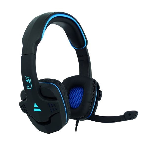 Ewent Auriculares Gaming - Microfono Integrado - Diadema Ajustable - Control De Volumen Y Microfono - Cable De Nylon De 1.5M - Color Negro/Azul