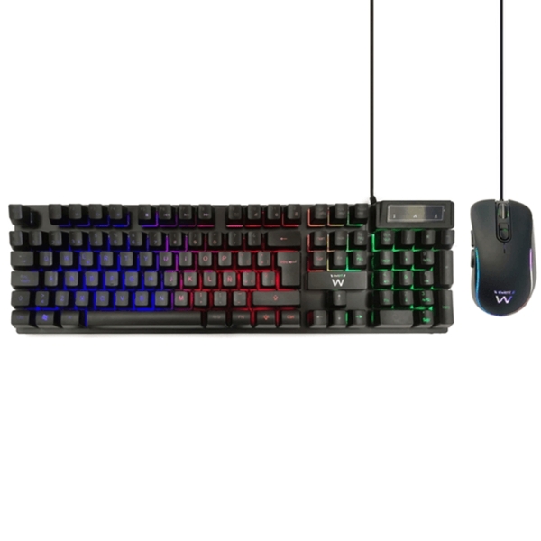 Ewent Pack Teclado + Raton Gaming - Iluminacion Rgb - Disposicion Qwerty Es - 3600Dpi - Cable De 1.5M - Anti-Ghosting - Color Negro