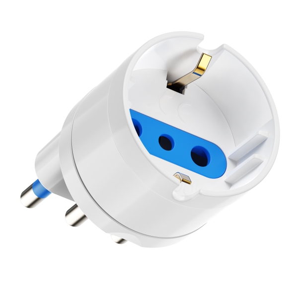 Ewent Adaptador De Viaje Para Toma De Enchufe Italiana Tipo L 16A - Hembra Tipo L/Schuko - Color Blanco