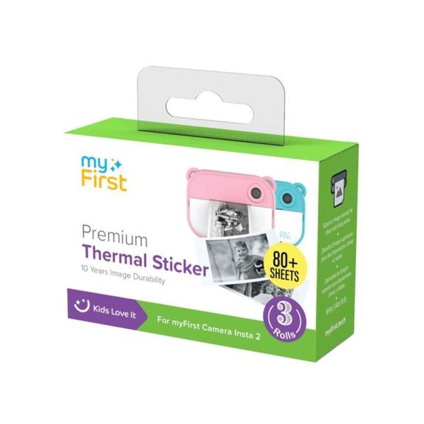 Myfirst Camera Sticker Refill - 3 Rollos De Adhesivo Termico Para Imprimir De Recambio - 160 Fotos - Para Insta 20, Insta Wi - Sticker Alta Calidad