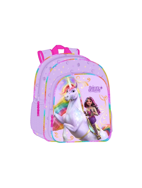 Safta Unicorn Academy Mochila Infantil - Adaptable A Carro - Asa De Mano - Bolsillos Laterales - 33X42X14Cm - Color Lila