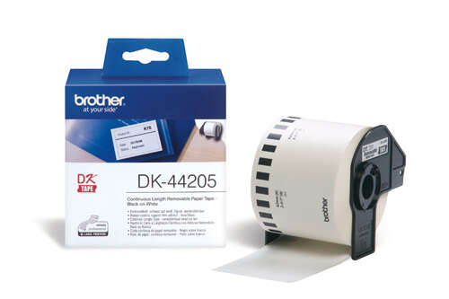 Brother Dk44205 - Etiquetas Removibles Originales De Tamaño Personalizado - Ancho 62Mm X 30,48 Metros - Texto Negro Sobre Fondo Blanco