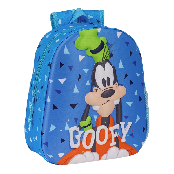 Safta Goofy Mochila 3D De 8.64L - Portabotellas - Tarjeta De Identificacion Personal - Hombreras Acolchadas - 27X33X10Cm - Color Azul
