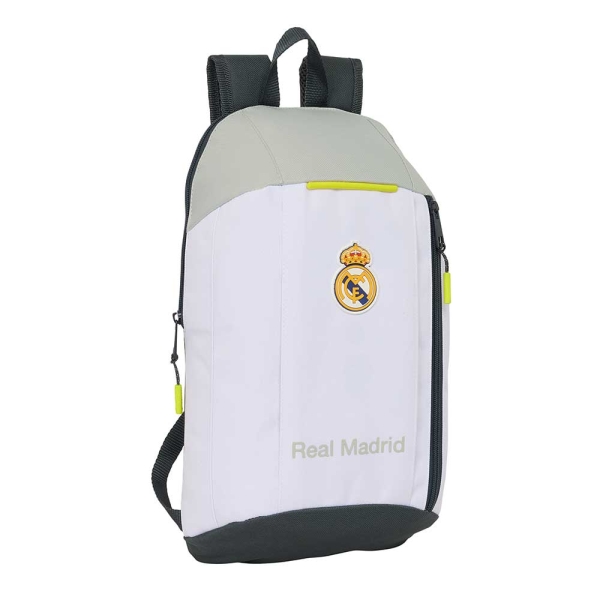 Safta Real Madrid Mochila Mini De 8.5L - Cremallera Vertical - Asas Regulables Y Acolchadas - 22X39X10Cm - Color Blanco Y Negro