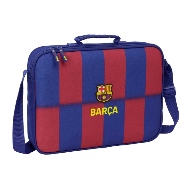 Safta F.c.barcelona Maletin Con Cremallera De 6L - Bandolera Ajustable - Asa De Mano Forrada - Fondo Semirigido Extraible - 38X28X6Cm - Color Rojo Y Azul