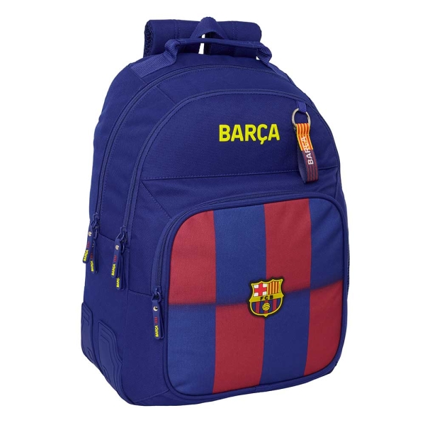 Safta F.c.barcelona Mochila Escolar De 20L - Adaptable A Carro - 3 Compartimentos - Portabotellas - 32X42X15Cm - Color Rojo Y Azul