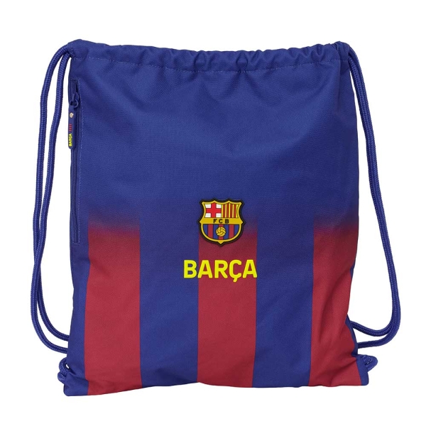 Safta F.c.barcelona Saco Mochila De Tiras - Bolsillo Lateral Con Cremallera - 35X40X1Cm - Color Rojo Y Azul
