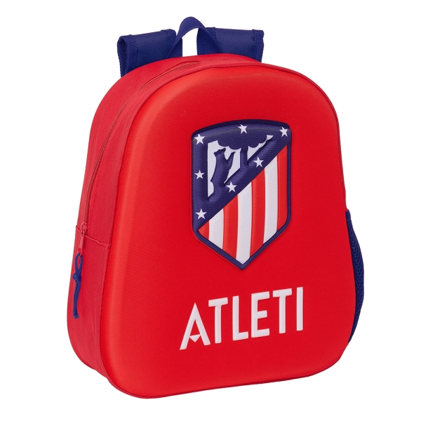 Safta Atletico De Madrid Mochila 3D De 8.64L - Portabotellas - Tarjeta De Identificacion Personal - Hombreras Acolchadas - 27X33X10Cm - Color Rojo Y Azul