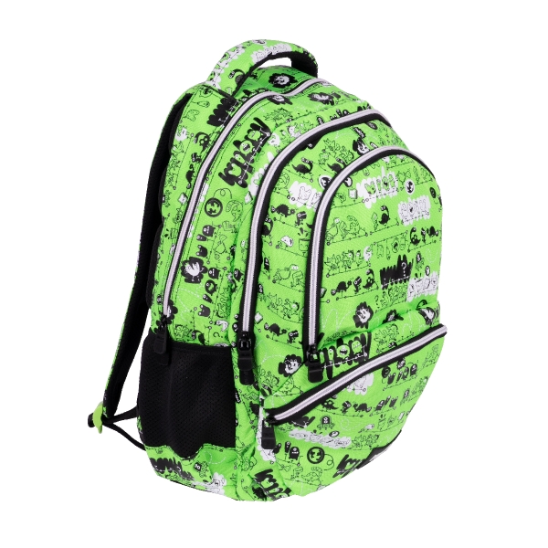Milan Tandem 2 Mochila Escolar 25L - Bolsillos Laterales De Malla - Compartimento Interior Para Portatil - 4 Cremalleras - 46.5X30X17Cm - Color Verde