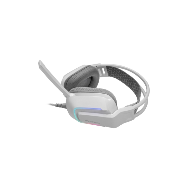 Mars Gaming Mh-Strike Auriculares Gaming - Cable De 190Cm - Almohadillas Air Transpirables - Controles Integrados - Microfono Plegable - Iluminacion Frgb - 85X195X210Mm - Color Blanco