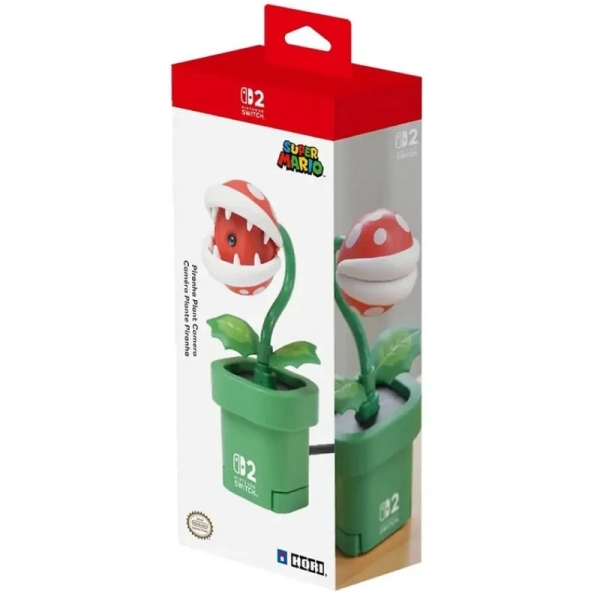 Nintendo Piranha Plant Camara Web Para Consola Nintendo Switch 2 - Conexion Usb-C - Gran Angular - Lente Ajustable - Obturador De Privacidad - Reconocimiento Facial Automatico - Color Verde