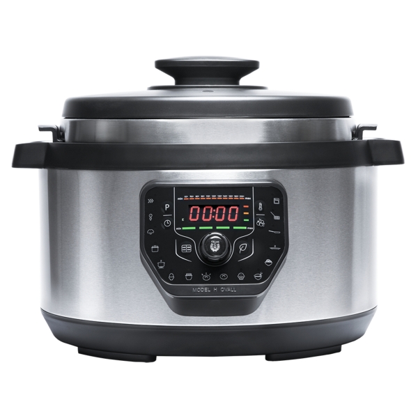 Cecotech Ovall Olla Gm Programable - 1000W - Capacidad 8L - Programable 24H - Cocina Inteligente - Tapa Advance Segura - 19 Funciones De Coccion - Control Por Voz - 37X44X29Cm - Color Negro