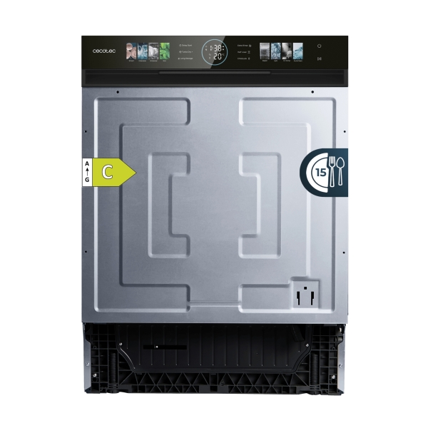Cecotec Bolero Aguazero 6620 S-Bi Lavavajillas Integrable De 60Cm - 15 Servicios - Modo Turbo - Pantalla Xxl - 8 Programas - Motor Inverter - Inicio Programable - Color Negro