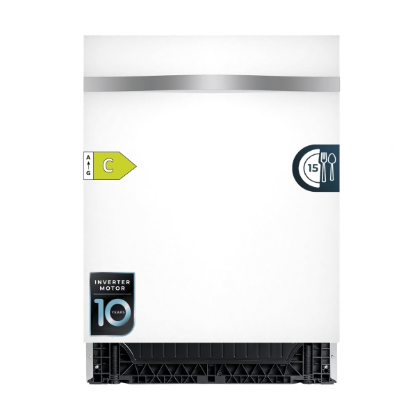 Cecotec Bolero Aguazero 6620 Full-Bi Matt White Glass Lavavajillas Integrable De 60Cm - 15 Servicios - Cable 60Cm - Modo Turbo - 8 Programas - Motor Inverter - Inicio Programable - Color Blanco