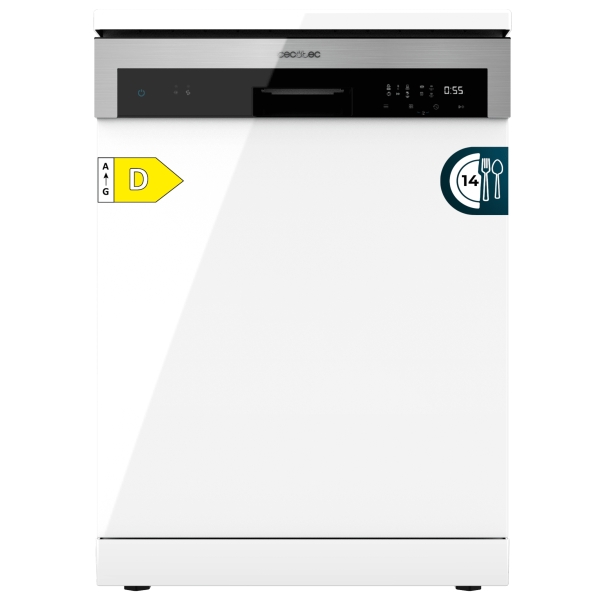 Cecotec Bolero Aguazero 6200 D Lavavajillas De 60Cm - 14 Cubiertos - Temperatura Regulable - Bandeja Para Cubiertos - 6 Programas - Inicio Programable - Funcion Media Carga - Color Blanco Y Negro