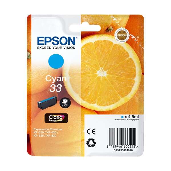 Epson T3342 (33) Cyan Cartucho De Tinta Original - C13T33424012