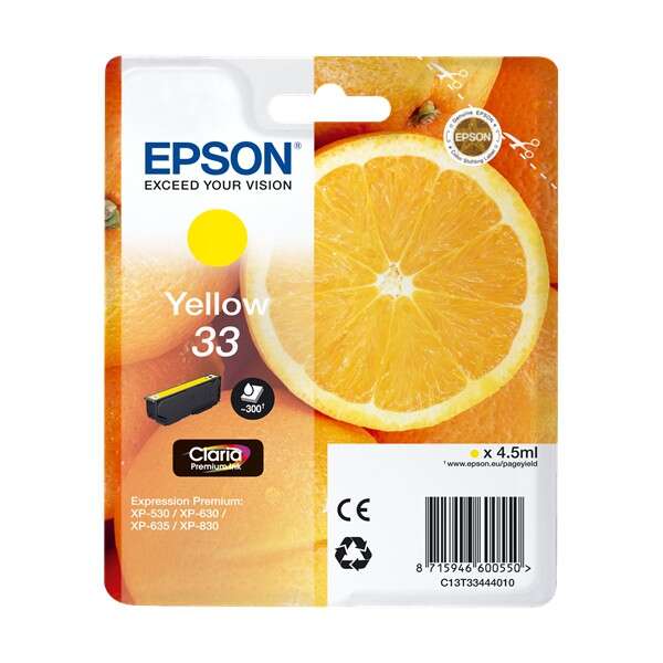 Epson T3344 (33) Amarillo Cartucho De Tinta Original - C13T33444012