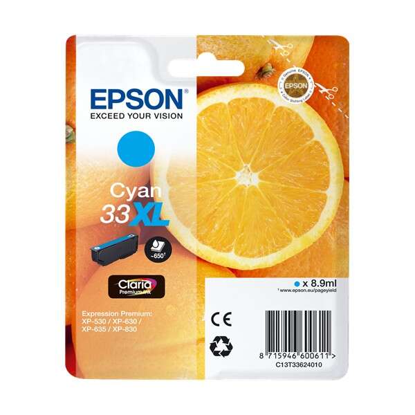 Epson T3362 (33Xl) Cyan Cartucho De Tinta Original - C13T33624012