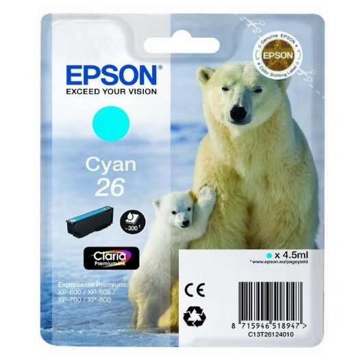 Epson T2612 (26) Cyan Cartucho De Tinta Original - C13T26124012