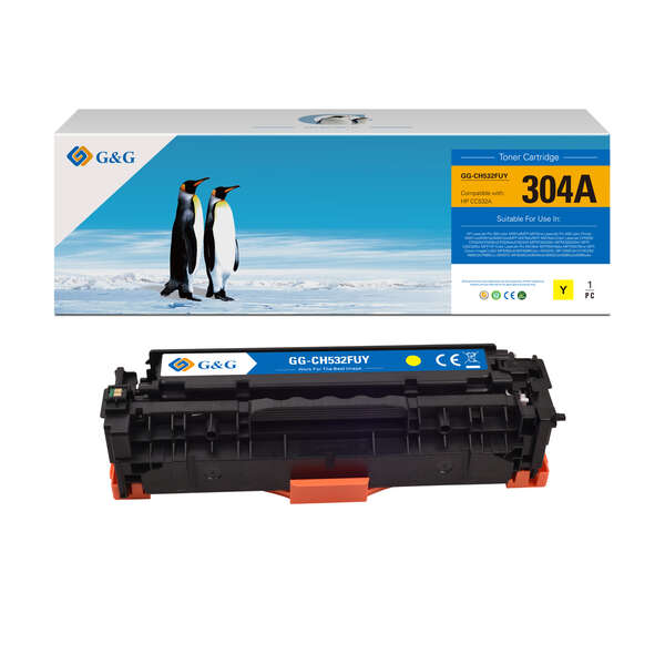 G&G Hp Cc532A/Ce412A/Cf382A Amarillo Cartucho De Toner Generico - Reemplaza 304A/305A/312A